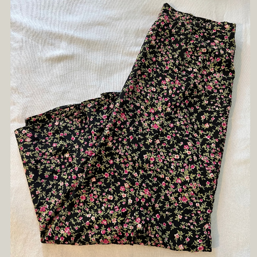 CUTE dainty pink/green floral DONNA RICCO maxi skirt with zipper | SIZE 14